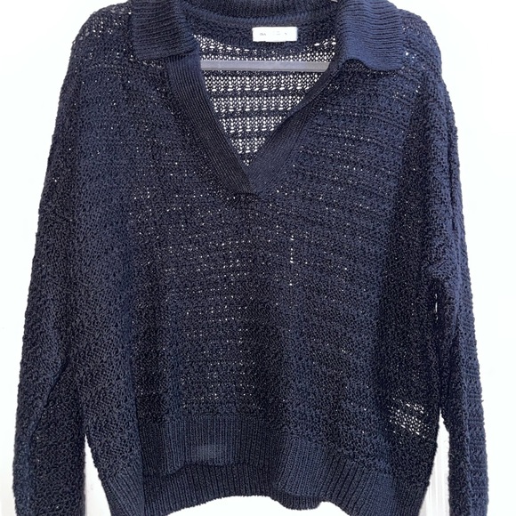 Club Monaco Sweaters - Club Monaco Black Johnny Collar Sweater